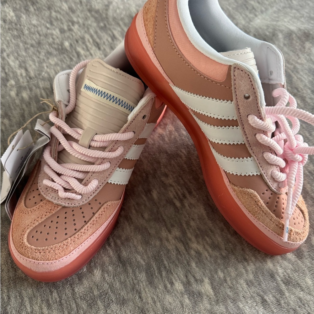 Bad Bunny Adidas-like Pink and White Casual Sneakers